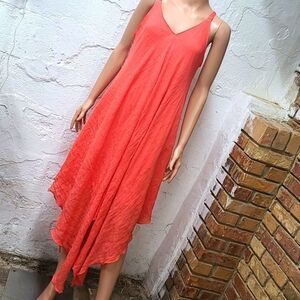Mlle Gabrielle coral sleeveless flowing dress